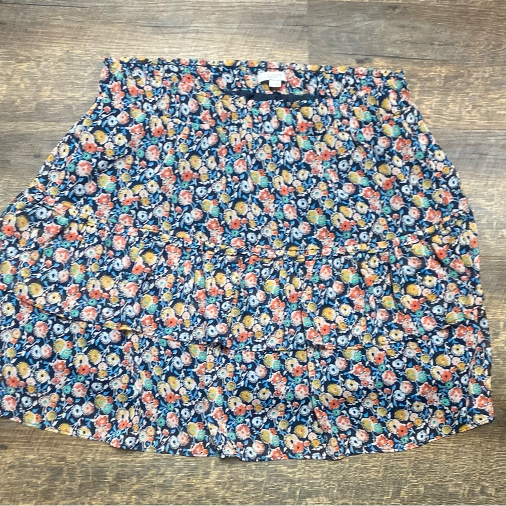 LOFT Floral A-Line Skirt in Multicolor